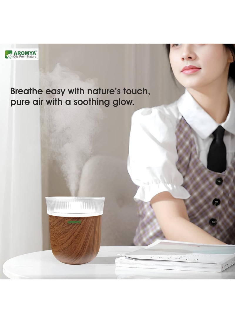 Aromya Oils from Nature I Salt Rock Humidifier Ultrasonic Cool Mist Essential Oil Diffuser with Soothing LED Light Auto ShutOff Air Purifier for Home Office Bedroom Dark Brown