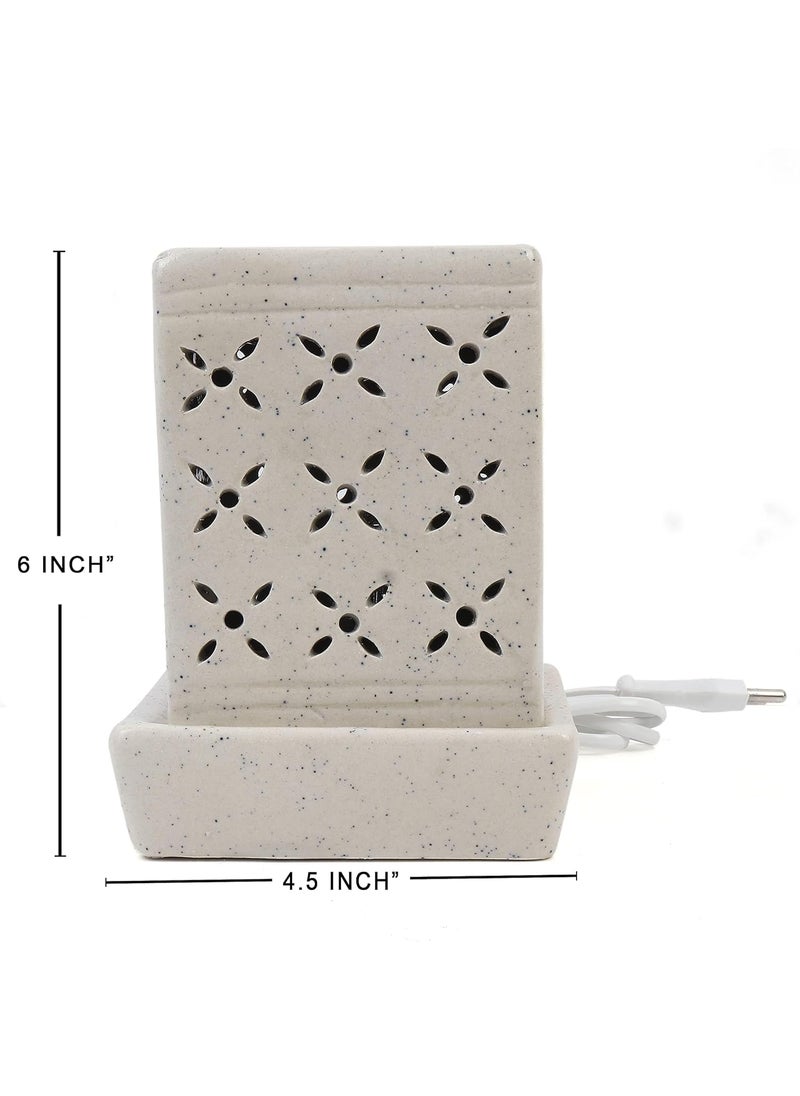 Kraftlik Handicrafts Aroma Oil Ceramic Diffuser Burner in Square Shape with Electric Fragrance Diffuser Burner with Oil for RoomOfficeHome Decor Square Shape