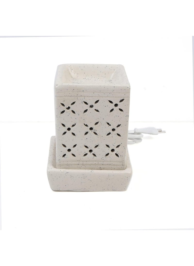 Kraftlik Handicrafts Aroma Oil Ceramic Diffuser Burner in Square Shape with Electric Fragrance Diffuser Burner with Oil for RoomOfficeHome Decor Square Shape