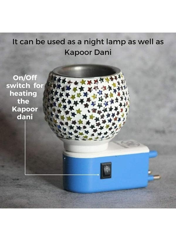 PEEPALCOMM Premium Kapur Dani Electrical Camphor Diffuser Kapoor Dani Essential Oil Diffuser with On Off Switch to Switch Between Burner LampNight Lamp Light with 1 Lemongrass Aroma Oil 10ml