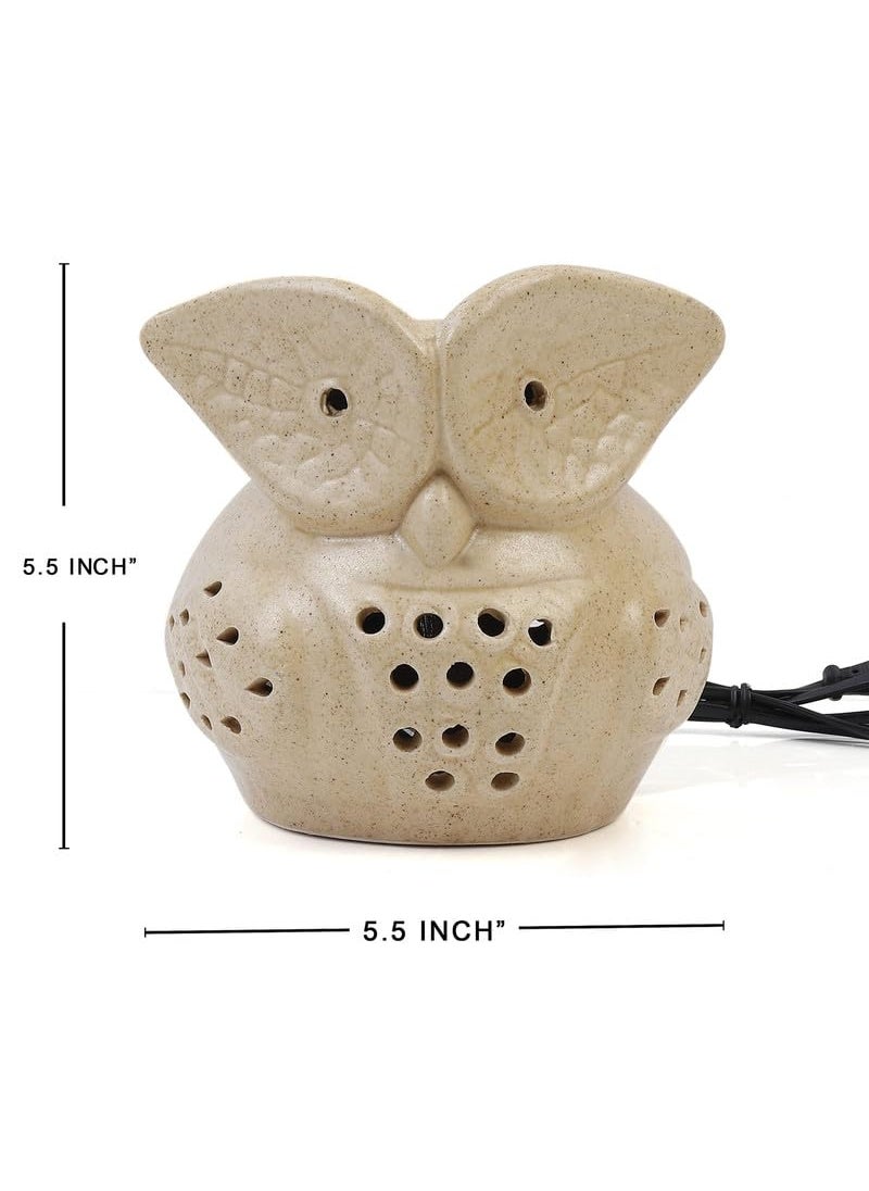 Kraftlik Handicrafts Electric Aroma DiffuserBurner Ancient Big Owl Shape Electric Ceramic Aroma Oil Diffuser Set Electric Diffuser Burner with Oil for RoomOfficeHome Decor