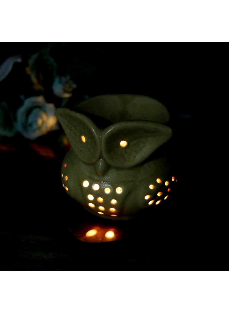 Kraftlik Handicrafts Electric Aroma DiffuserBurner Ancient Big Owl Shape Electric Ceramic Aroma Oil Diffuser Set Electric Diffuser Burner with Oil for RoomOfficeHome Decor