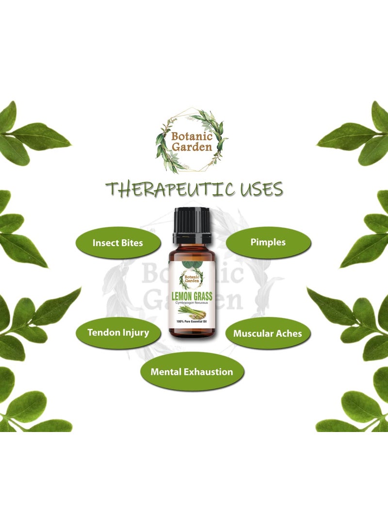 Botanic Garden Lemongrass Essential oil 100 Undiluted Pure and Natural Therapeutic grade for skin Hair care insect repellant and Aromatherapy 50ML