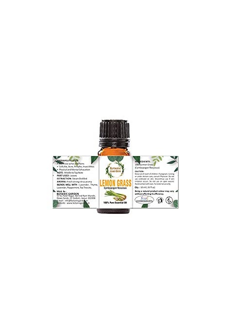 Botanic Garden Lemongrass Essential oil 100 Undiluted Pure and Natural Therapeutic grade for skin Hair care insect repellant and Aromatherapy 50ML