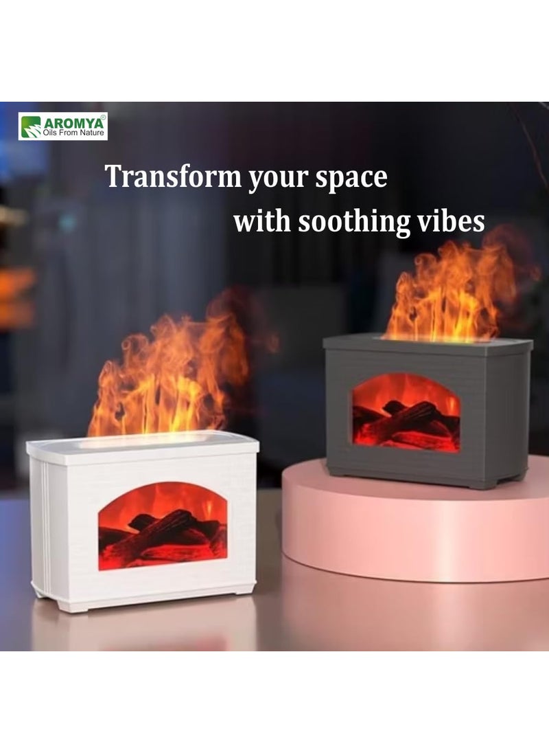 Aromya oils from nature Fireplace Essential Oil Humidifier 270ml Aromatherapy Humidifier Ultrasonic Cool Mist Humidifier with Multiple Mist Modes USB Powered Ideal for Home Office White