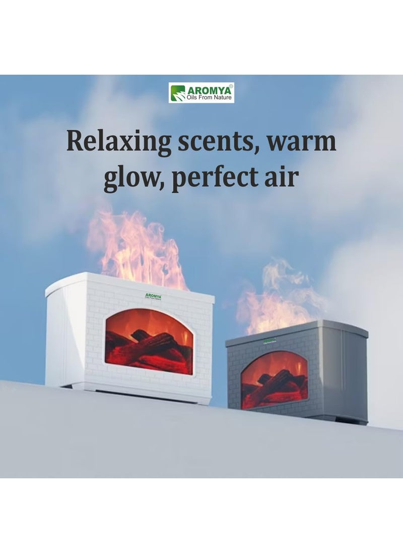 Aromya oils from nature Fireplace Essential Oil Humidifier 270ml Aromatherapy Humidifier Ultrasonic Cool Mist Humidifier with Multiple Mist Modes USB Powered Ideal for Home Office White