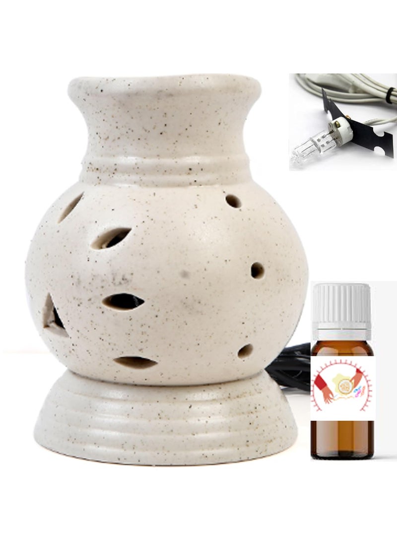 Kraftlik Handicrafts Big Lamp Shape Ceramic Electric Aroma Diffuser Oil Burner Electric Diffuser Burner with Oil for RoomOfficeHome DecorARMBLMP