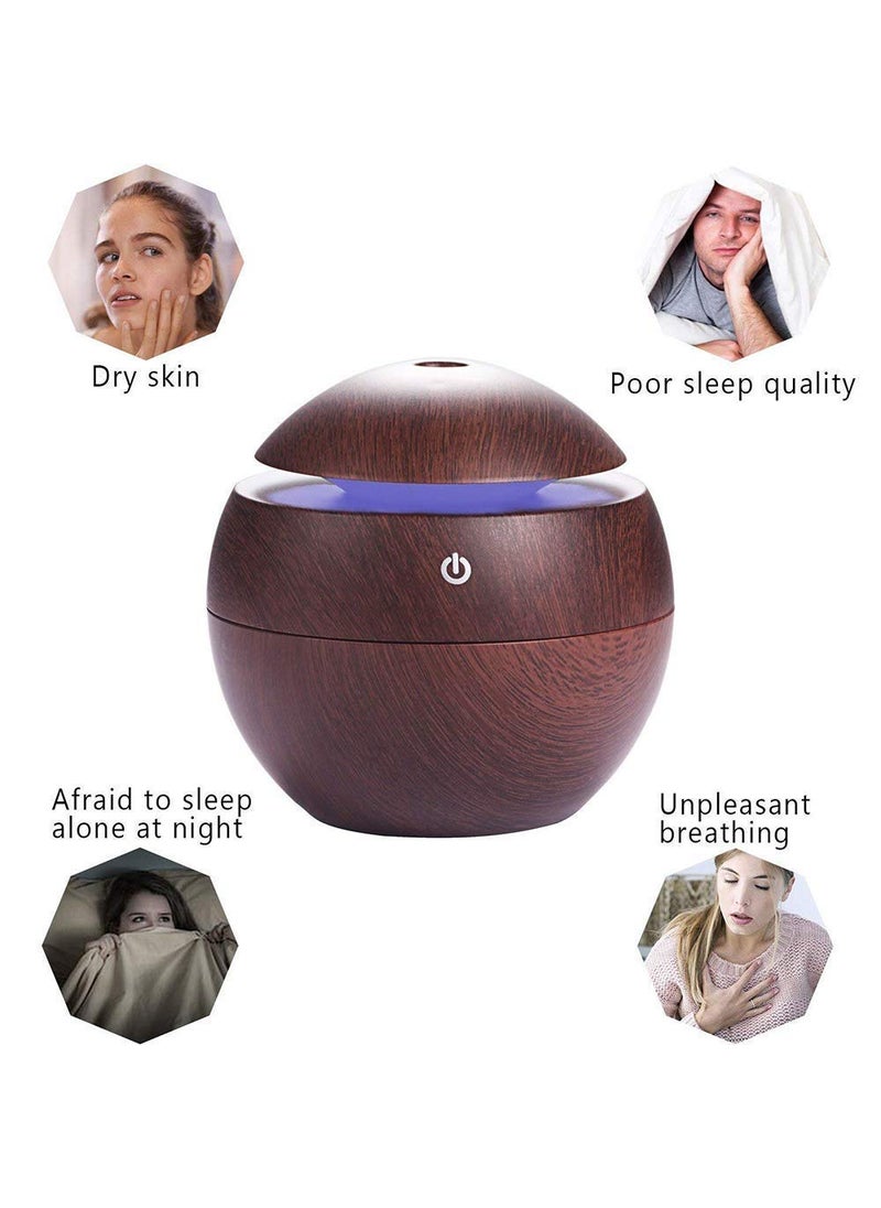 Zelofy Wooden Cool Mist Humidifiers Essential Oil Diffuser Aroma Air Humidifier with Colorful Change for Car Office Babies humidifiers for Home air humidifier for Room woodenb humidifire