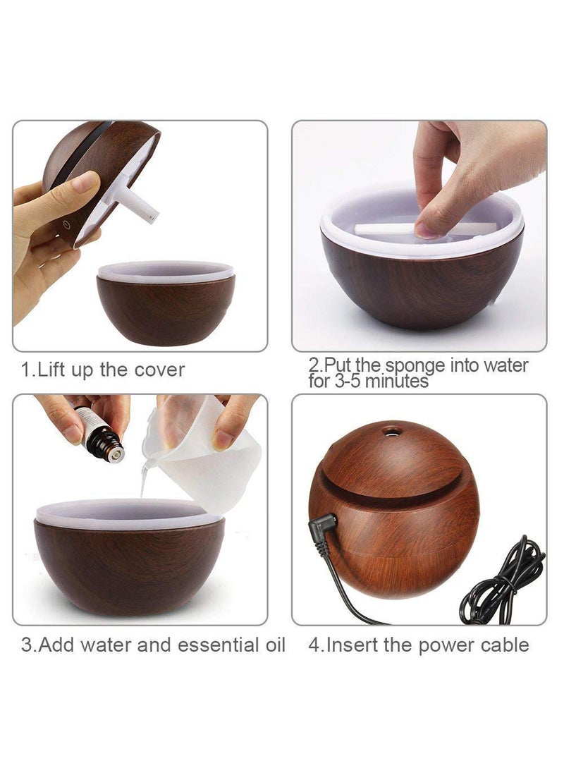 Zelofy Wooden Cool Mist Humidifiers Essential Oil Diffuser Aroma Air Humidifier with Colorful Change for Car Office Babies humidifiers for Home air humidifier for Room woodenb humidifire