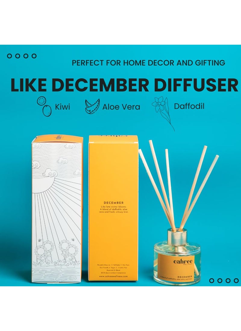 Cahree Wellness Daffodil Kiwi Reed Diffuser SetFree 5 Bamboo Reed SticksToxin Free Stress ReliefFineLiving Natural FragranceLong LastingSmoke Less Room Freshener for Home Bedroom150ml