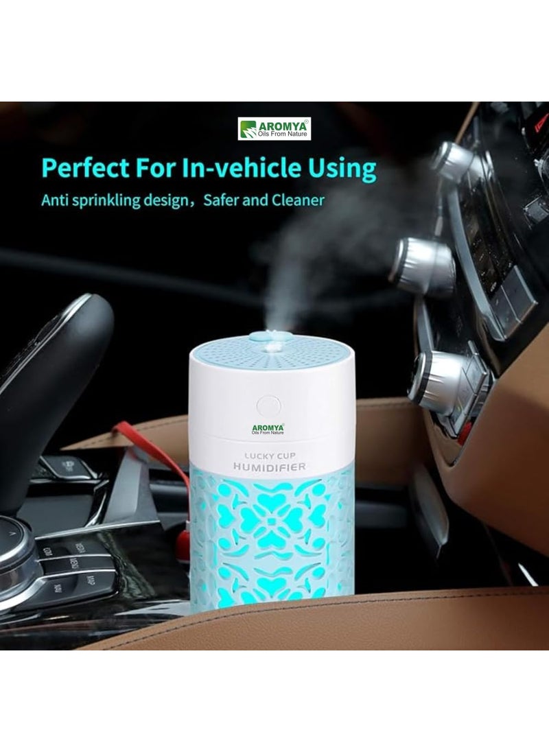 Aromya oils from nature Lucky Cup Cool Mist Humidifiers Essential Oil Diffuser Aroma Air Humidifier with Led Night Light Colorful Change for Car Sky Blue