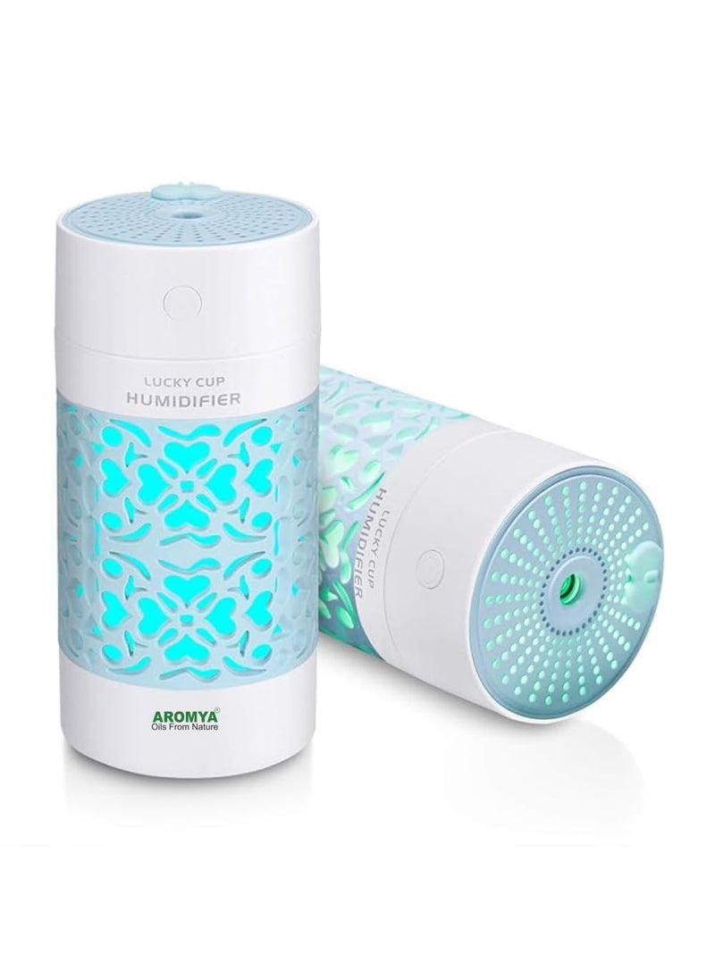 Aromya oils from nature Lucky Cup Cool Mist Humidifiers Essential Oil Diffuser Aroma Air Humidifier with Led Night Light Colorful Change for Car Sky Blue