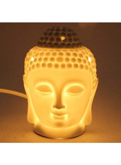 PeepalComm White Ceramic Electric Buddha Diffuser Night Lamp with Dimmer Switch to Control Light Fragrance Intensity E