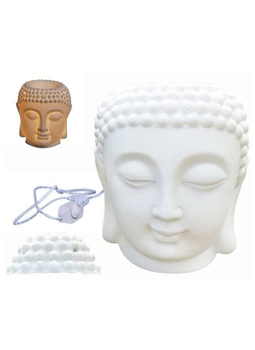 PeepalComm White Ceramic Electric Buddha Diffuser Night Lamp with Dimmer Switch to Control Light Fragrance Intensity E