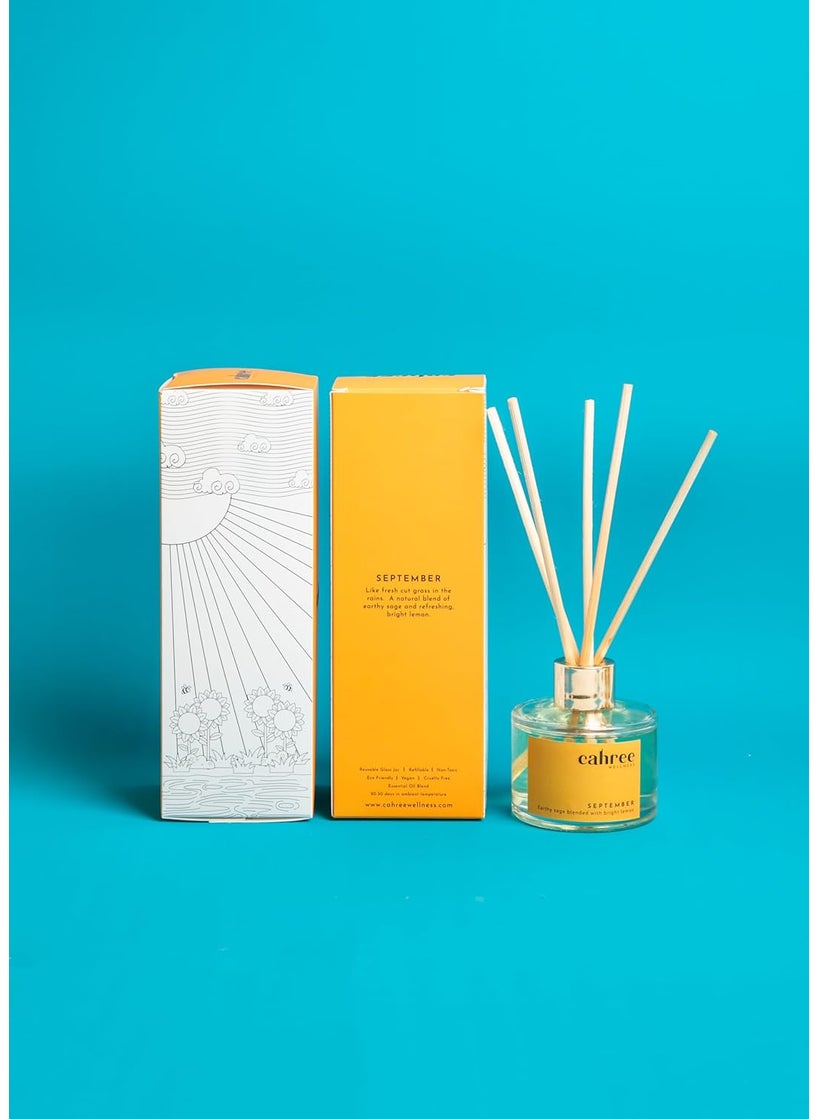 Cahree Wellness Earthy Sage and Bright Lemon Reed Diffuser Suitable for Home and Office Aromatherapy Mood Enhancement Pack of 1Size150ml