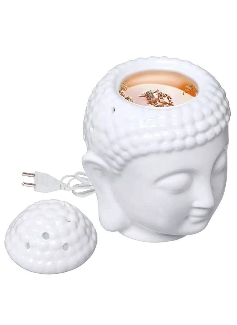 PeepalComm White Ceramic Electric Buddha Diffuser Night Lamp with Dimmer Switch to Control Light Fragrance Intensity C