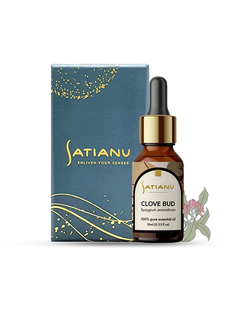 Satianu Pure Natural Clove Bud Therapeutic Essential Oil for Aromatherapy Hair Skin Care Helps in Toothaches Cold Pain Relieves Stress Helps in Sleep 10 ML