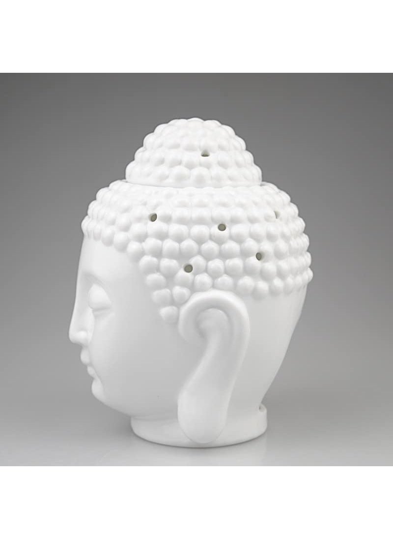 Ceremic White Buddha Head Shape DiffuserOil Burner Lamp Best for Home Decor Room Fragrance with 110 ml Scented Aroma Oil and 2 Tlight Candle