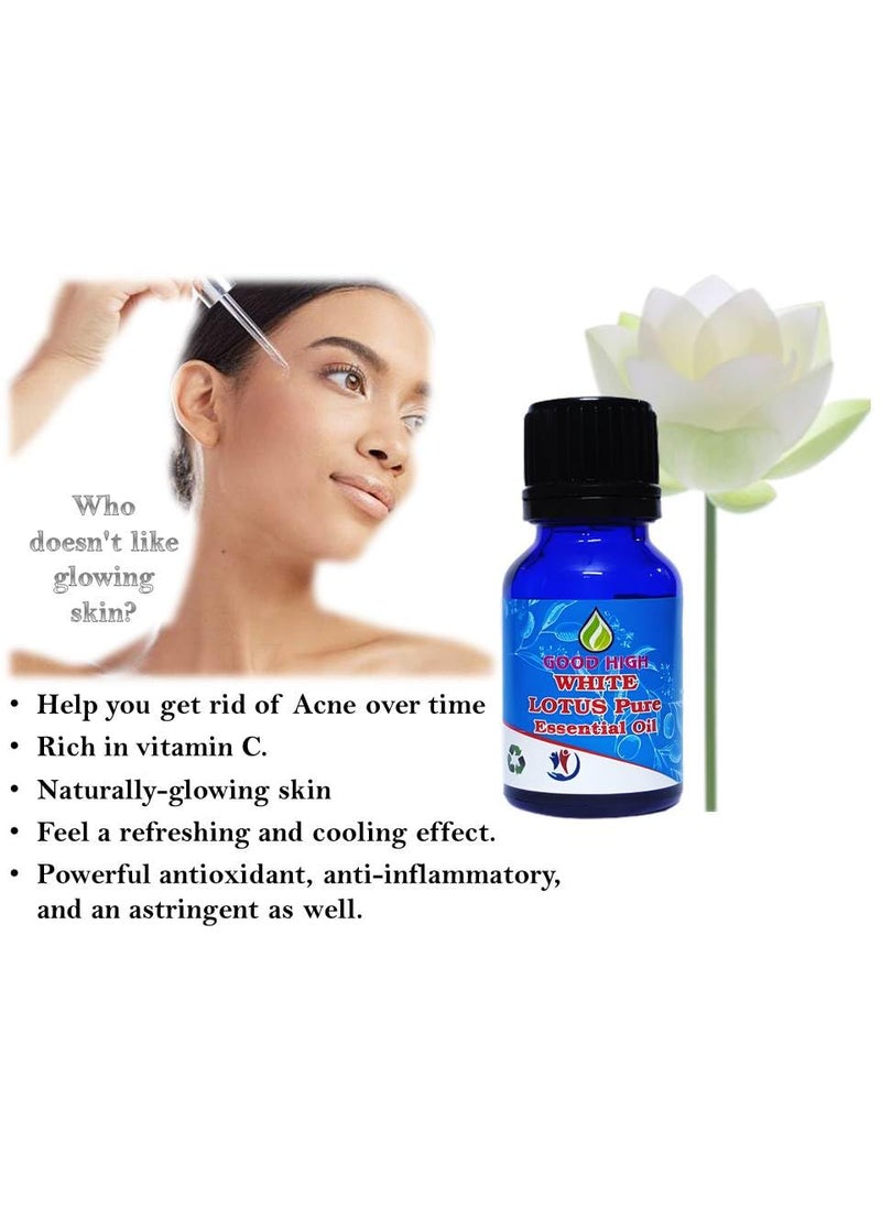 Good High White Lotus Essential Oil 100 Pure Natural Organic Vegan and Undiluted White Lotus Essential OilFor Personal Care Essential Oil By Good High 1014 oz 30 mL