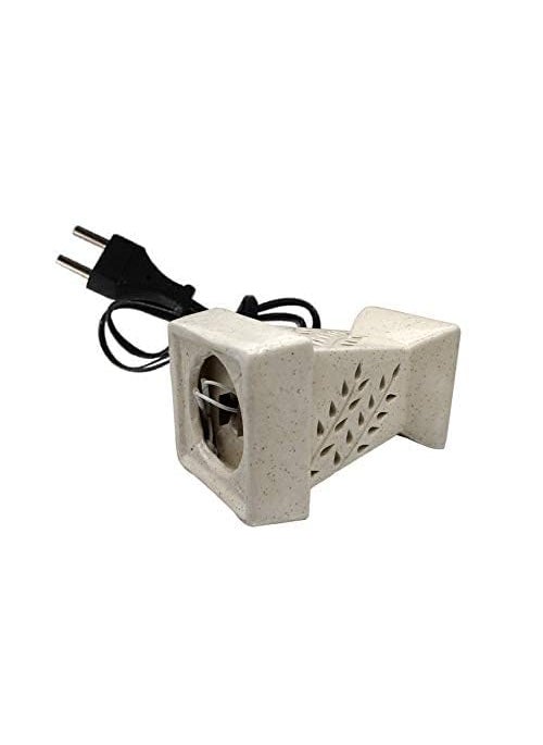 Kraftlik Handicrafts Aroma Oil Ceramic Diffuser Burner in Tulshi Shape with Electric Fragrance Diffuser Burner with Oil for RoomOfficeHome Decor