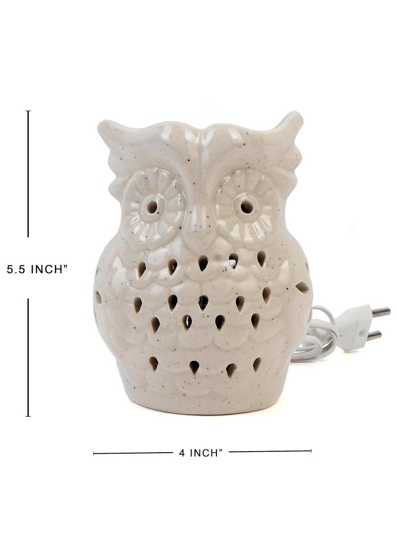Kraftlik Handicrafts Electric Aroma DiffuserBurner Ancient Baby Owl Shape Electric Ceramic Aroma Oil Diffuser Set Electric Diffuser Burner with Oil for RoomOfficeHome Decor