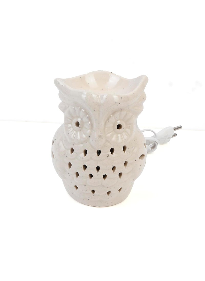 Kraftlik Handicrafts Electric Aroma DiffuserBurner Ancient Baby Owl Shape Electric Ceramic Aroma Oil Diffuser Set Electric Diffuser Burner with Oil for RoomOfficeHome Decor