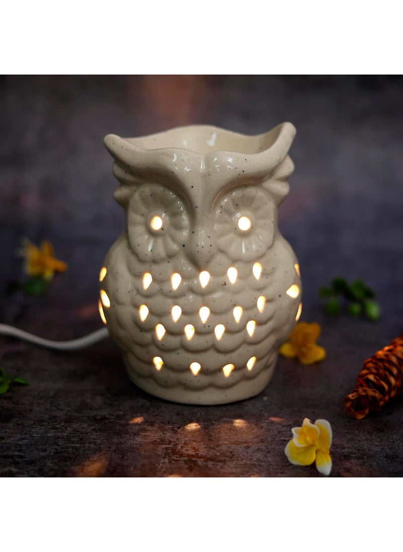 Kraftlik Handicrafts Electric Aroma DiffuserBurner Ancient Baby Owl Shape Electric Ceramic Aroma Oil Diffuser Set Electric Diffuser Burner with Oil for RoomOfficeHome Decor