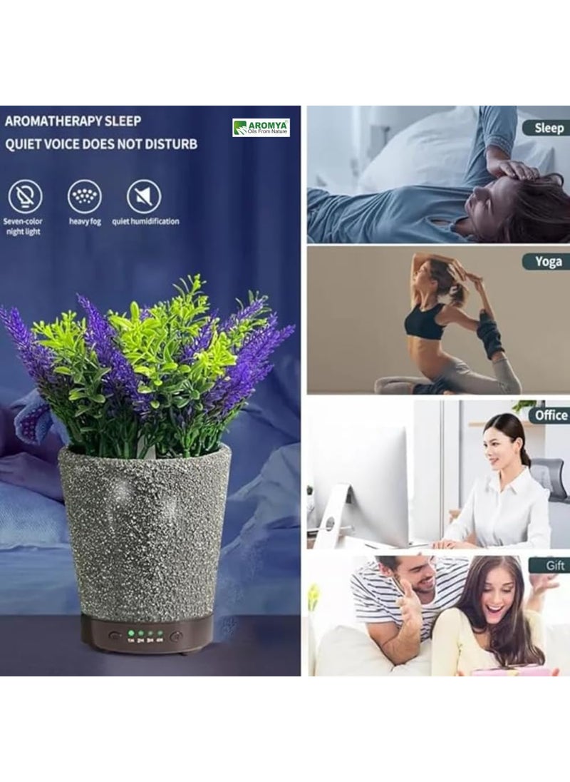 Aromya oils from nature Artificial Plant Humidifier with Realistic Lavender Design USBPowered Quiet Cool Mist Humidifier Purple