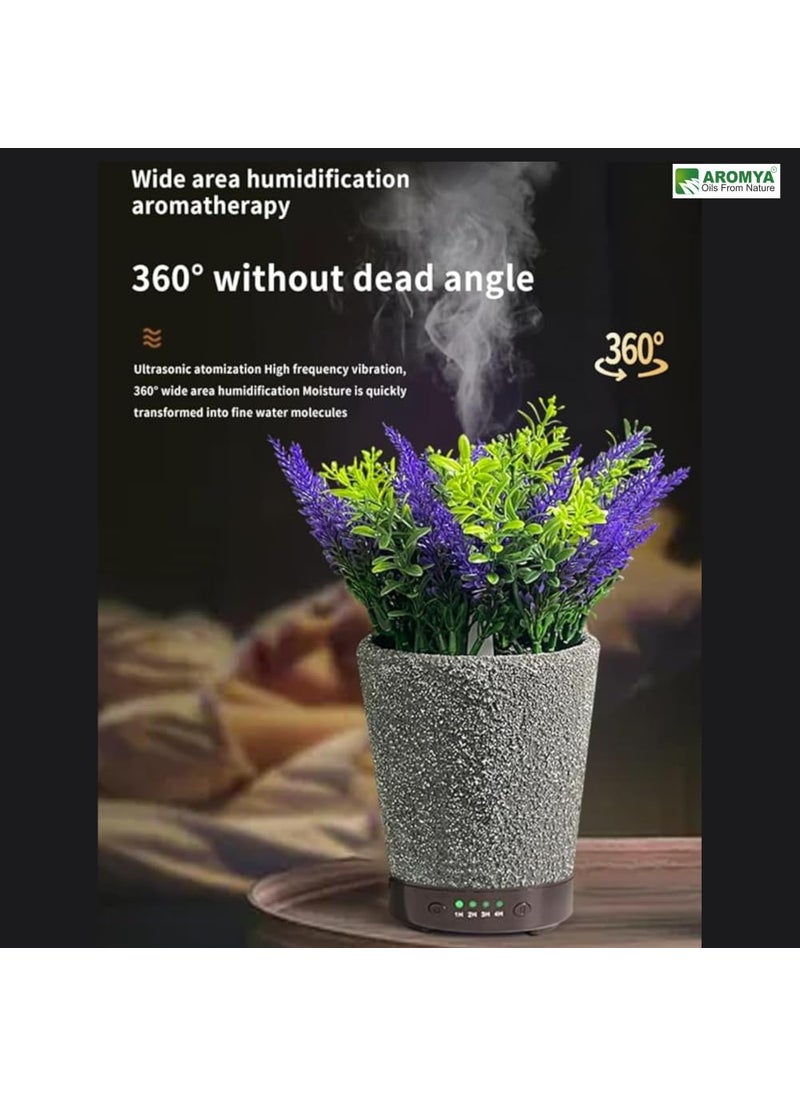Aromya oils from nature Artificial Plant Humidifier with Realistic Lavender Design USBPowered Quiet Cool Mist Humidifier Purple