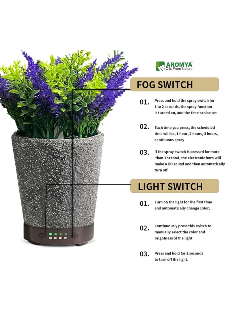 Aromya oils from nature Artificial Plant Humidifier with Realistic Lavender Design USBPowered Quiet Cool Mist Humidifier Purple