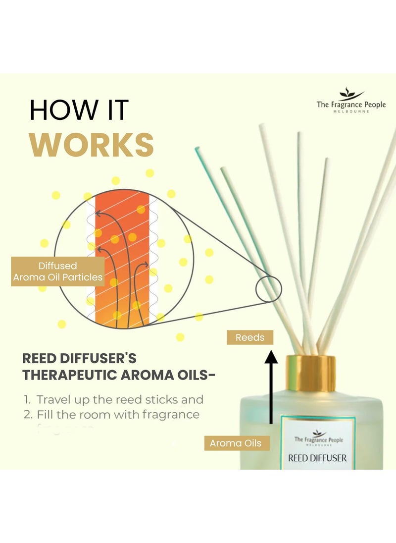The Fragrance People French Vanilla Reed Oil Diffuser Comes with 8 Reed Diffuser Sticks Aromatherapy Diffuser Home Fragrance Essential Oil Reed Diffuser for Bathroom Shelf Dcor Office Bedroom
