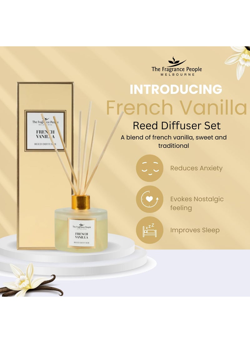 The Fragrance People French Vanilla Reed Oil Diffuser Comes with 8 Reed Diffuser Sticks Aromatherapy Diffuser Home Fragrance Essential Oil Reed Diffuser for Bathroom Shelf Dcor Office Bedroom