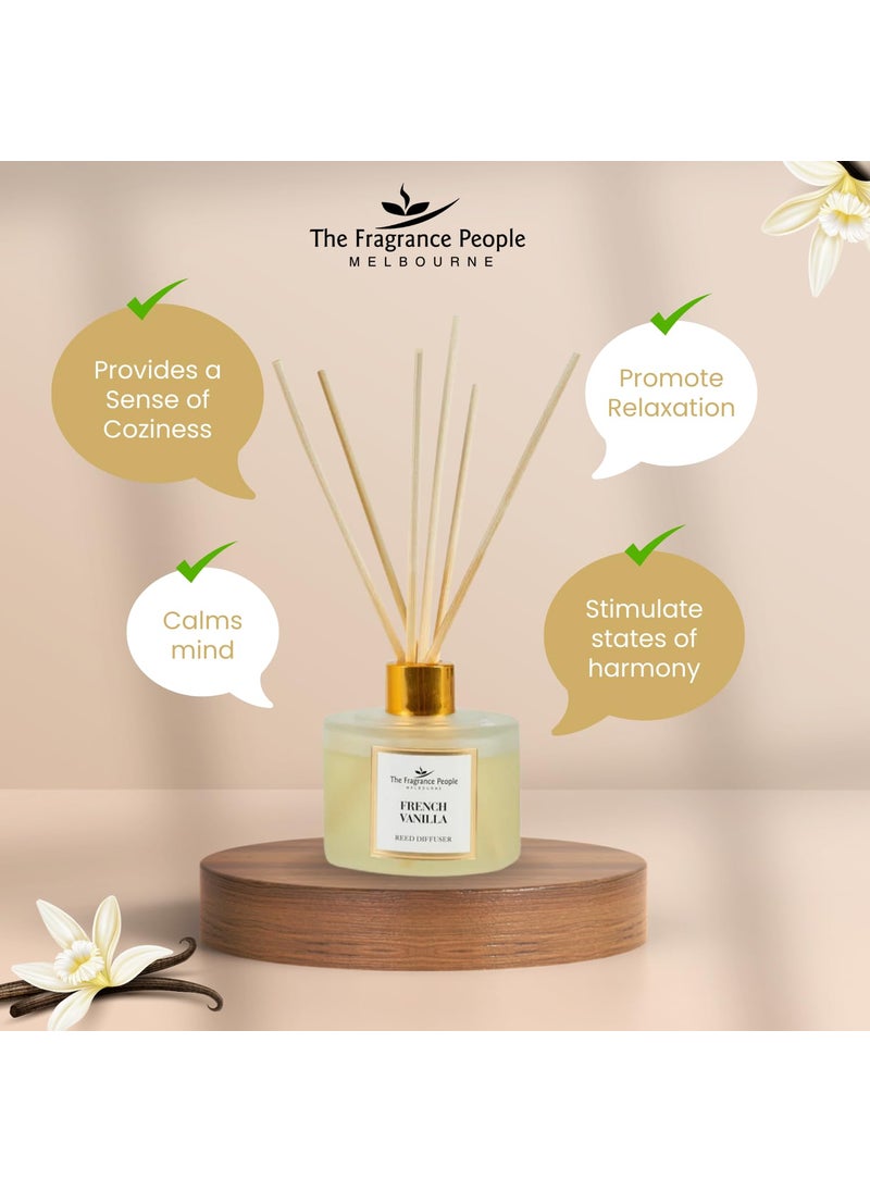 The Fragrance People French Vanilla Reed Oil Diffuser Comes with 8 Reed Diffuser Sticks Aromatherapy Diffuser Home Fragrance Essential Oil Reed Diffuser for Bathroom Shelf Dcor Office Bedroom