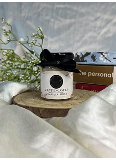 Wrapped up Love mini soy wax scented candle gift set Vanilla musk Peppermint Eucalyptus Roasted Coffee 15 hours burn time each black soot free scented candles for gifting gift for friends friendship day gift