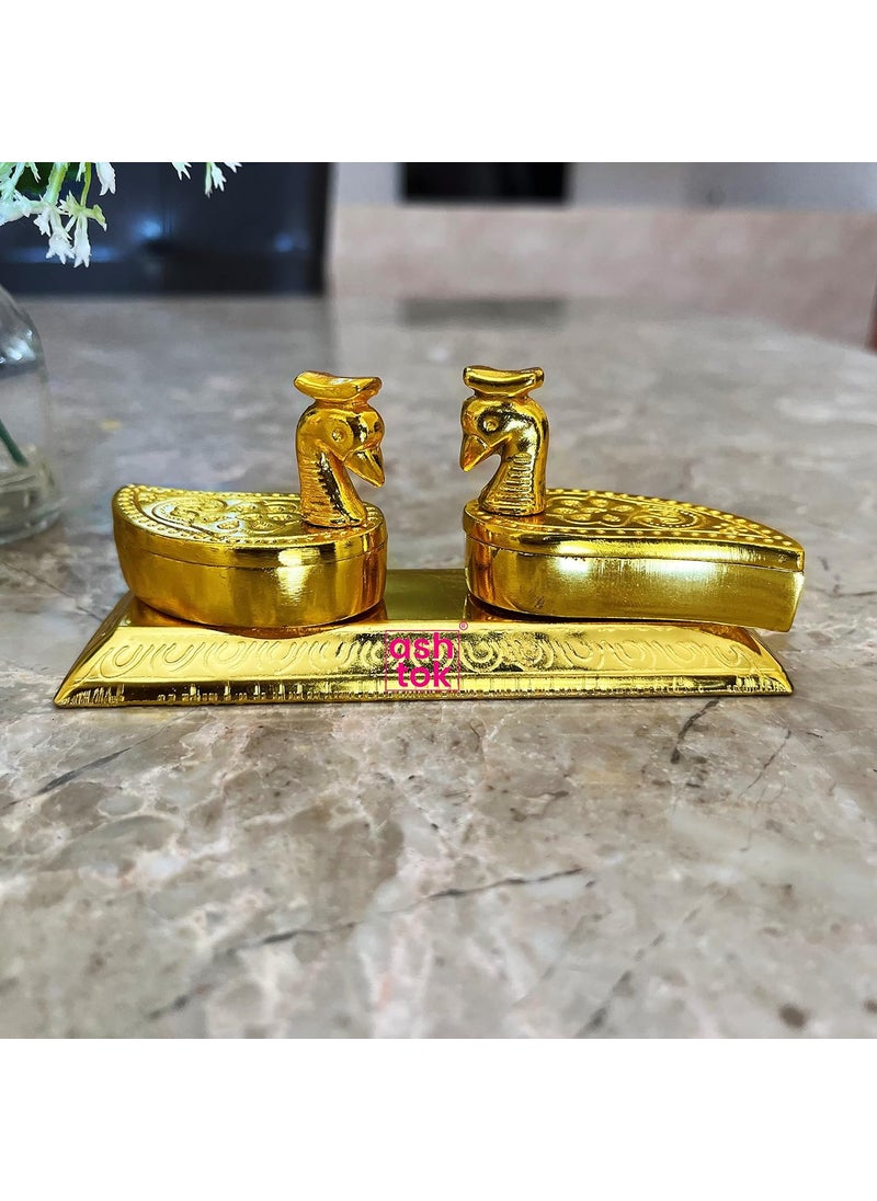 Ashtok Gold Coated Sindoor Box Double Swan Design Kumkum box Sindoor box for bride