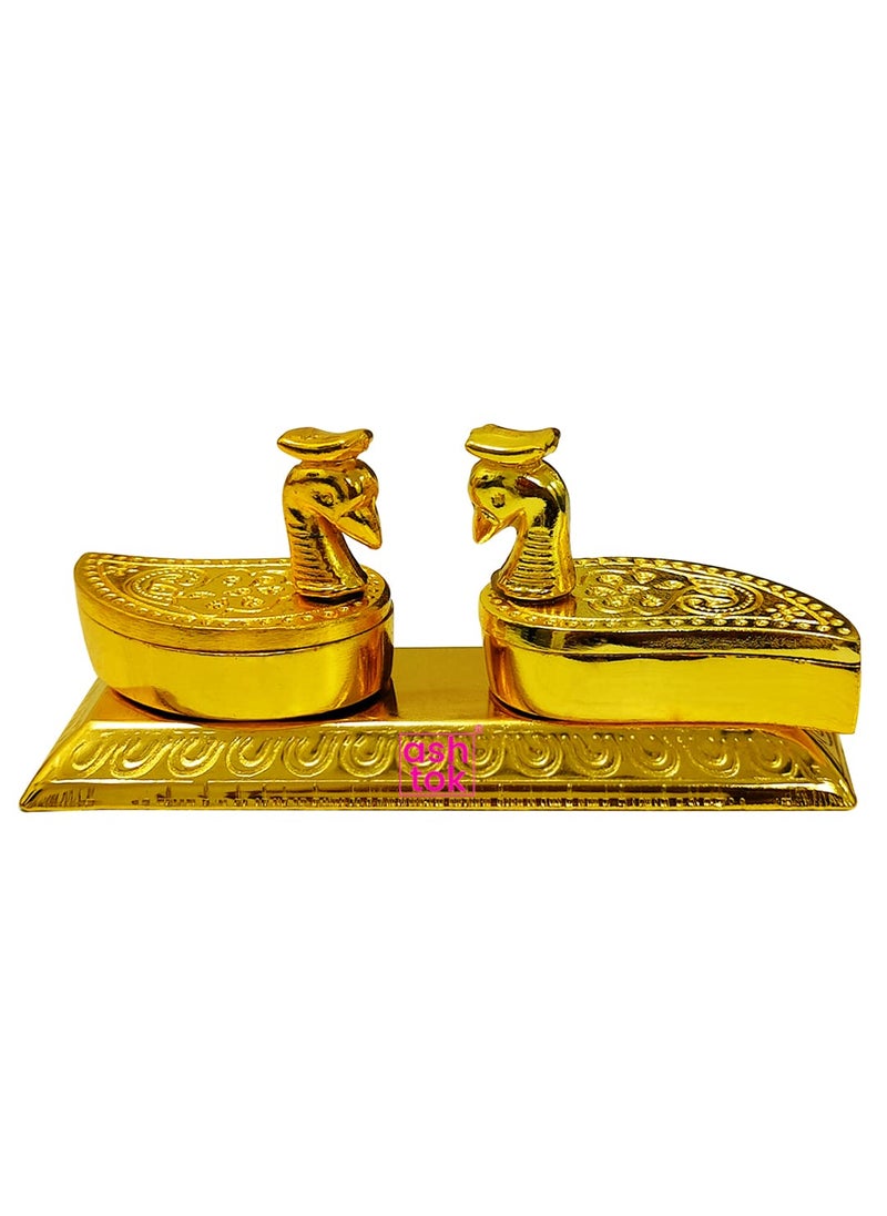 Ashtok Gold Coated Sindoor Box Double Swan Design Kumkum box Sindoor box for bride