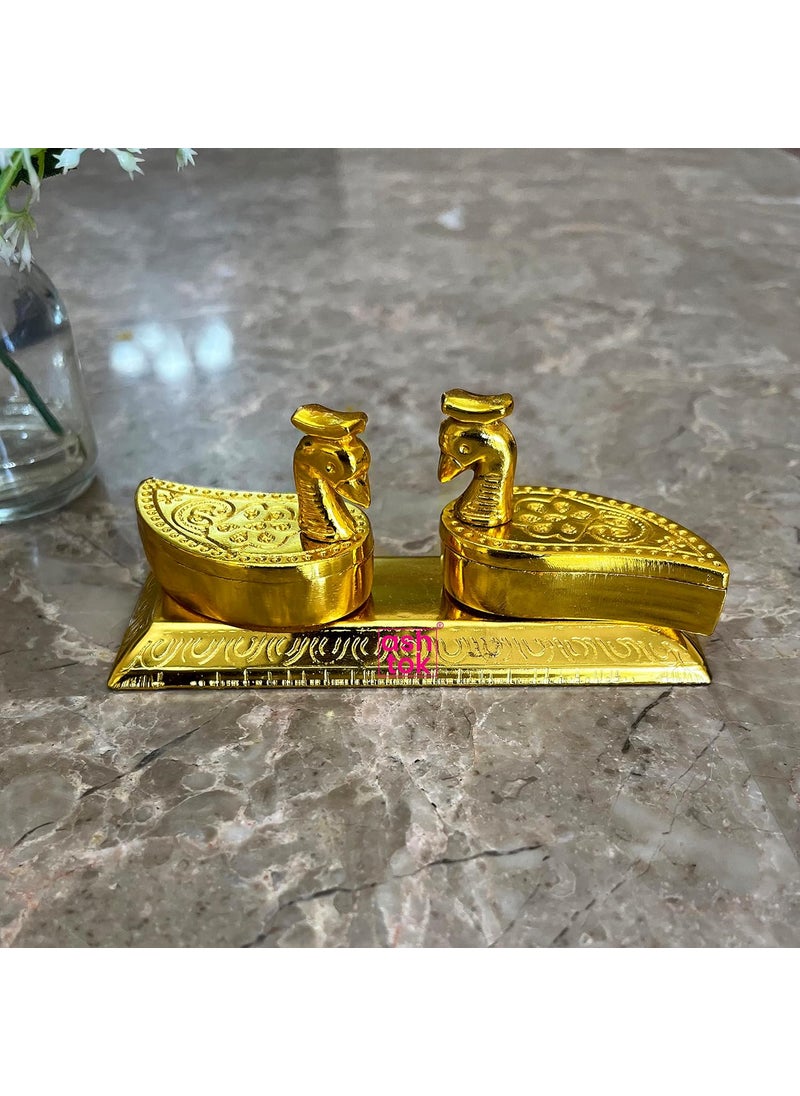 Ashtok Gold Coated Sindoor Box Double Swan Design Kumkum box Sindoor box for bride