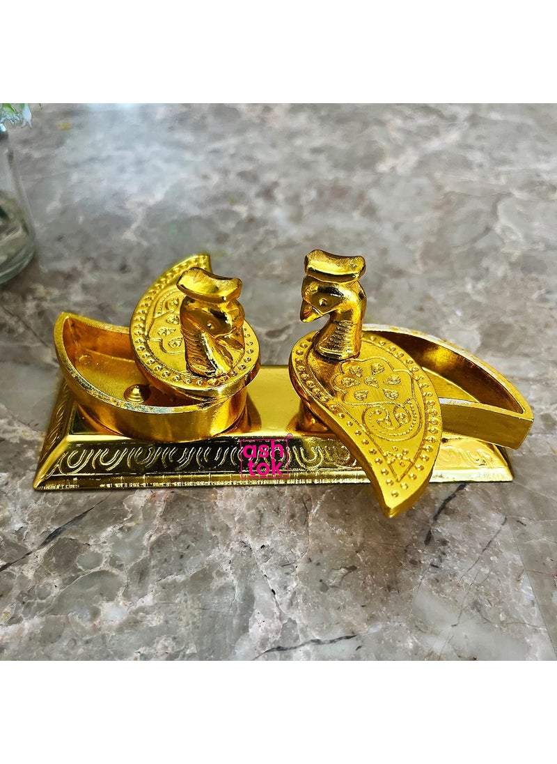 Ashtok Gold Coated Sindoor Box Double Swan Design Kumkum box Sindoor box for bride