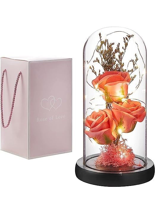 BESTOTTAM Gifts for Women Mothers Day Mom Gifts Pink Rose Flower Gift Light Up Rose in Glass Dome Mothers Day Presents Handmade Soap Rose Ideas Gifts for Grandma Sister Wife Friends