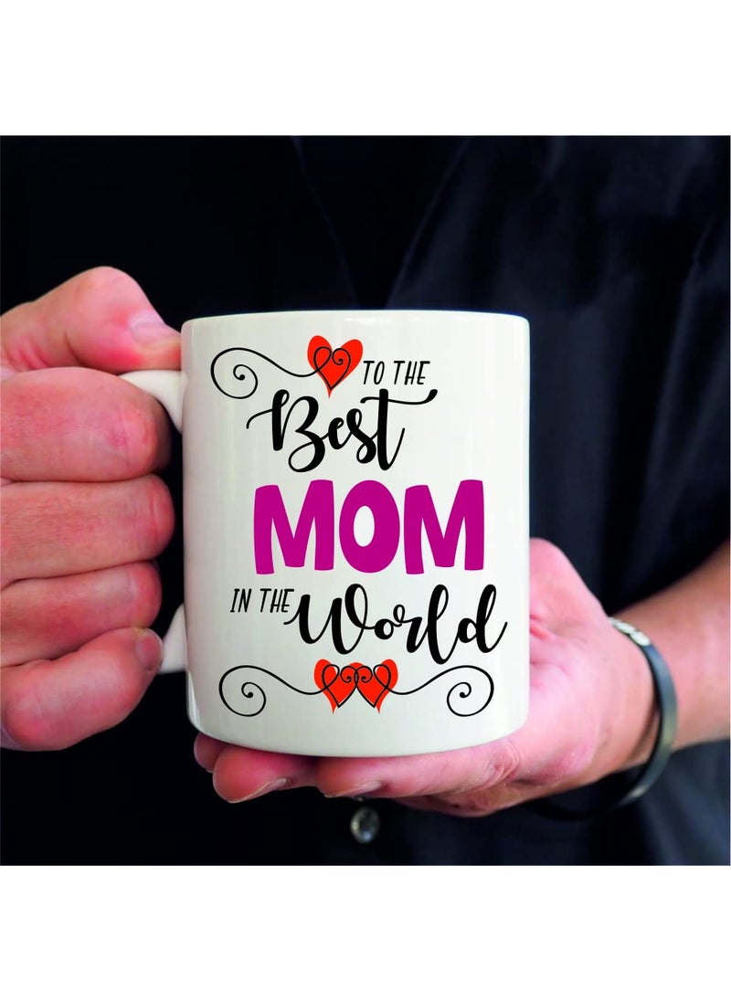 PICRAZEE Best Mom in The World Happy Birthday Gift for Mom 1 Cushion 1212 with Filler 1 Ceramic Mug 1 Keyring Best Mom in The World