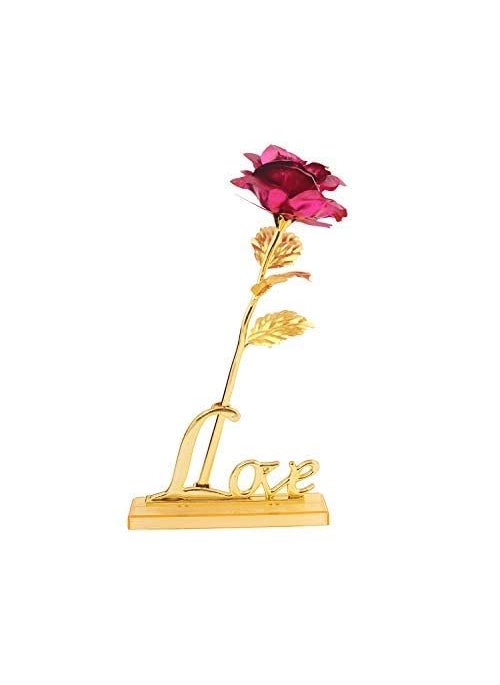 MSA JEWELS Artificial Rose and Love Stand In Gift Box Pink Velvet