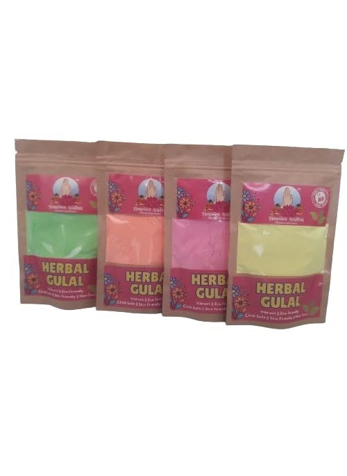 Sampoorn Aradhna Natural Herbal Holi Colors Gulal Holi Colors for Family Party Silky Soft Skin Friendly Non Toxic for Kids Adults Aromatic Fragrance Skin Safe Colors Pack of 4