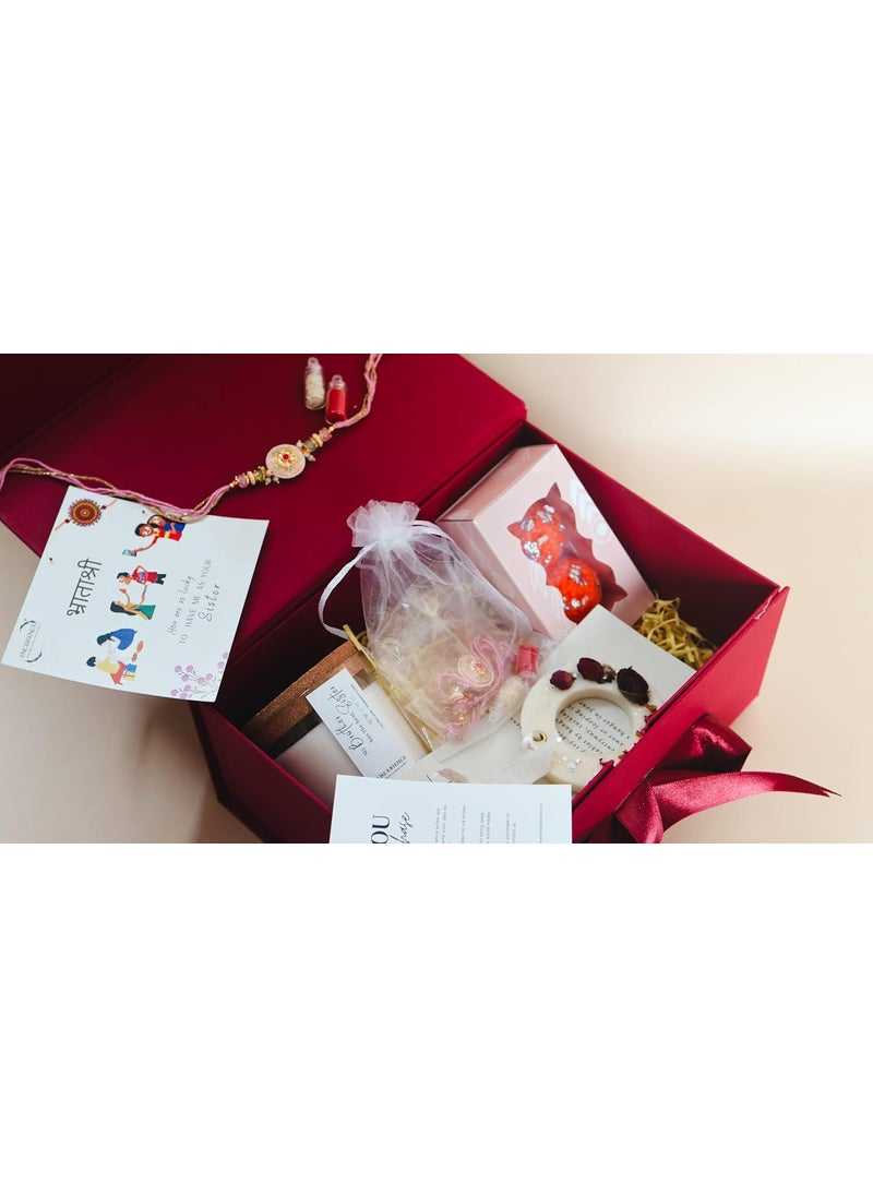 Encebience Premium Rakhi Gift Set for Brother Brother Rakhi Scented Jar Candle Motichoor Laddu Candle Wax Tablet RoliChawal PlantBased Soy Wax Home Dcor Gifting