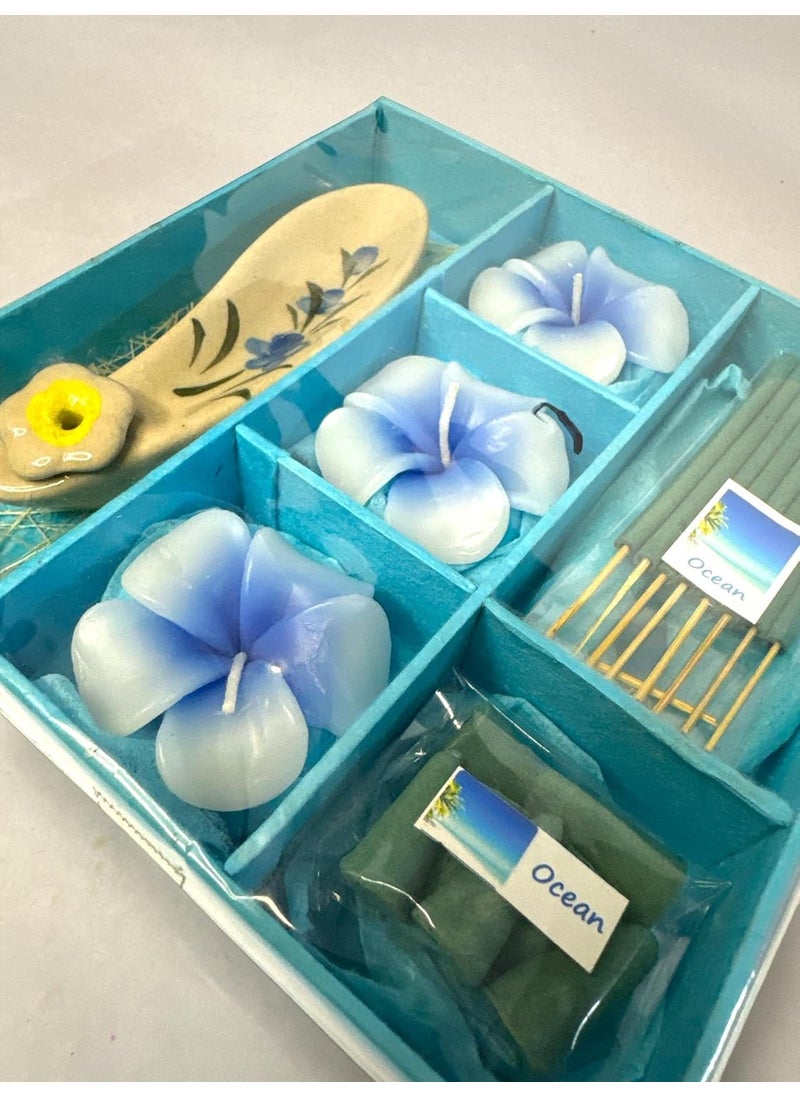 TD Creations Luxury Scented Spa Gift Set Includes Soap Tray Wax Melts Potpourri Sachets Aromatherapy Gift for Relaxation Home Fragrance Multiple Styles Available Ocean Big