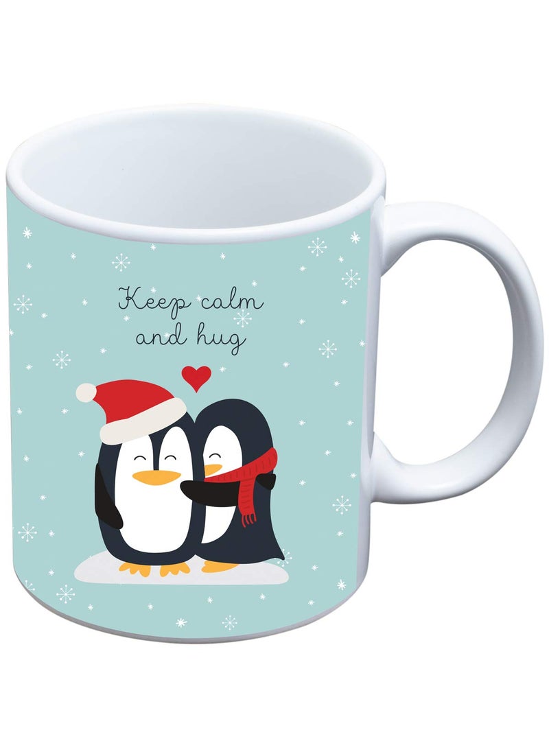Next Bazaar Valentines Day Keep Clam and Hug Quote Cushion Cover with FillerBlue 12 x 12 Mug 330 ml and 1 Artificial Rose Gift for GirlfriendBoyfriendWifeHusbandMenBirthday