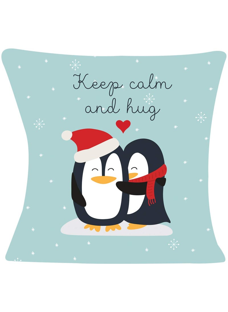 Next Bazaar Valentines Day Keep Clam and Hug Quote Cushion Cover with FillerBlue 12 x 12 Mug 330 ml and 1 Artificial Rose Gift for GirlfriendBoyfriendWifeHusbandMenBirthday
