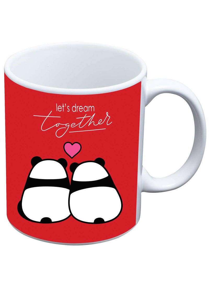 Next Bazaar Valentines lets Dream Together Quote Cushion Cover with FillerRed 12 x 12 Mug 330 ml and 1 Artificial Rose Gift for GirlfriendBoyfriendWifeHusbandMenBirthday