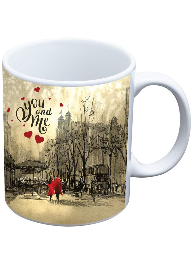 Next Bazaar Valentines Day You and me Quote Printed Cushion Cover with Filler12 x 12 Mug and 1 Artificial Rose Gift for GirlfriendBoyfriendWifeHusbandMenBirthday