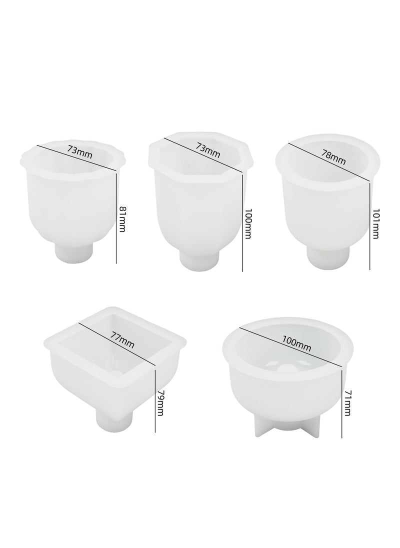 FirstTry Diffuser Bottle Vase Resin Mold I Pillar Casting Plaster Silicone Epoxy Mould I Succulent Concrete Molds for DIY Handmade Candles Jewelry Trinket Storage Flowers Pot Decoration 5 Pcs