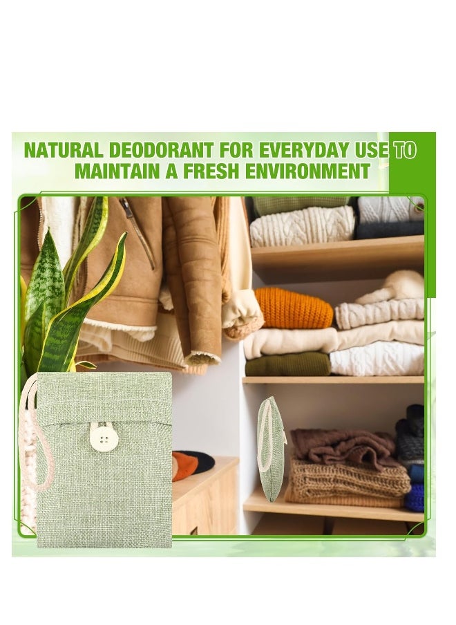 Bamboo Charcoal Air Purifying Bag, Activated Charcoal Bags Odor Absorber, Hanging Handles, Natural Car Air Freshener, Shoe Deodorizer, Odor Eliminators for Home, Pets, Closet (Green) (16 Pack)